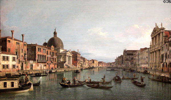 Venice: Grand Canal with S. Simeone Piccolo (c1740) by Canaletto at National Gallery. London, United Kingdom.
