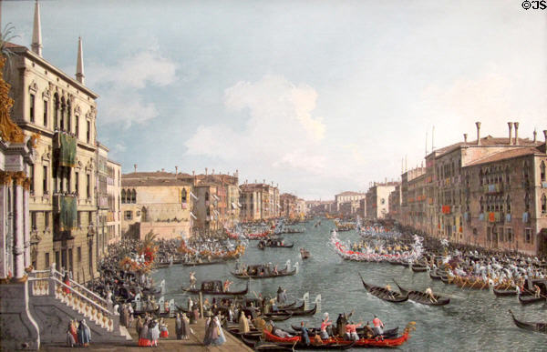 Venice: Regatta on Grand Canal (c1740) by Canaletto at National Gallery. London, United Kingdom.
