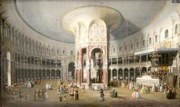 London: Interior of Rotunda at Ranelagh (1754) by Canaletto at National Gallery. London, United Kingdom.