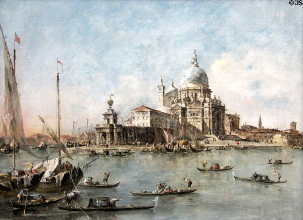 Venice: Punta della Dogana with S. Maria della Salute (c1770) by Francesco Guardi at National Gallery. London, United Kingdom.