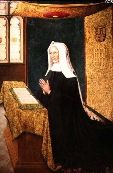 Margaret Beaufortf (mother of King Henry VII) portrait (1510) by Meynnart Wewyck at National Portrait Gallery. London, United Kingdom.