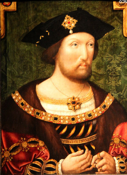 King Henry VIII (b1491 r1509-47) portrait (c1520) by unknown at National Portrait Gallery. London, United Kingdom.