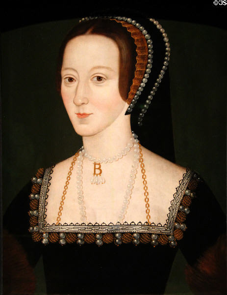 Anne Boleyn (2nd wife of King Henry VIII, mother of Elizabeth I) portrait (late 16thC) at National Portrait Gallery. London, United Kingdom.