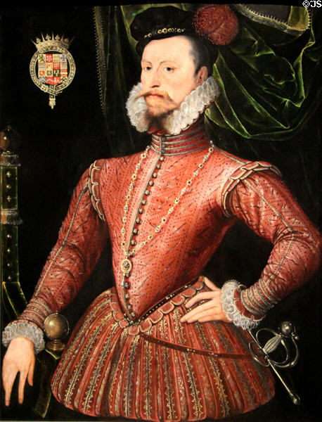 Robert Dudley, Earl of Leicester (close friend of Elizabeth I) portrait (c1575) at National Portrait Gallery. London, United Kingdom.