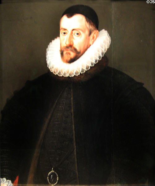 Sir Francis Walsingham (Principal Secretary to Elizabeth I) portrait (c1589) attrib John de Critz Elder at National Portrait Gallery. London, United Kingdom.