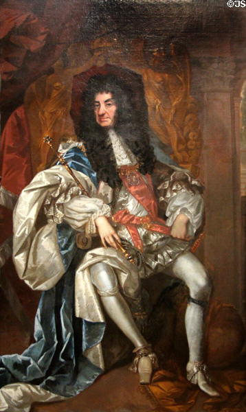 King Charles II (b1630 r1660-85) portrait (c1680) by Thomas Hawker at National Portrait Gallery. London, United Kingdom.