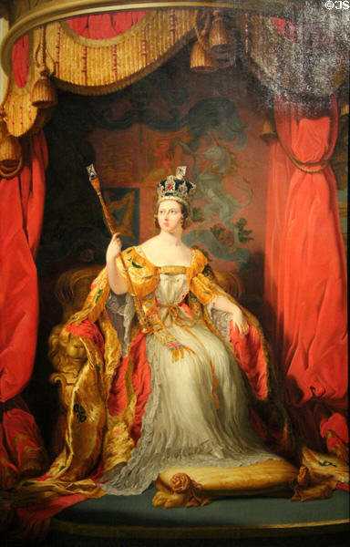 Queen Victoria (b1819 r1838-1901) portrait (1863) by Sir George Hayter after 1838 original at National Portrait Gallery. London, United Kingdom.