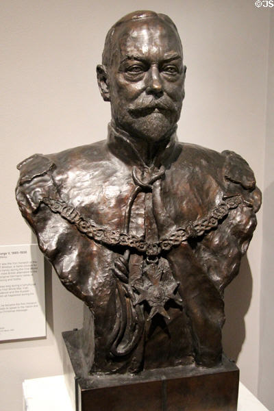 King George V of Windsor bronze bust (1935) by Felix Weiss at National Portrait Gallery. London, United Kingdom.