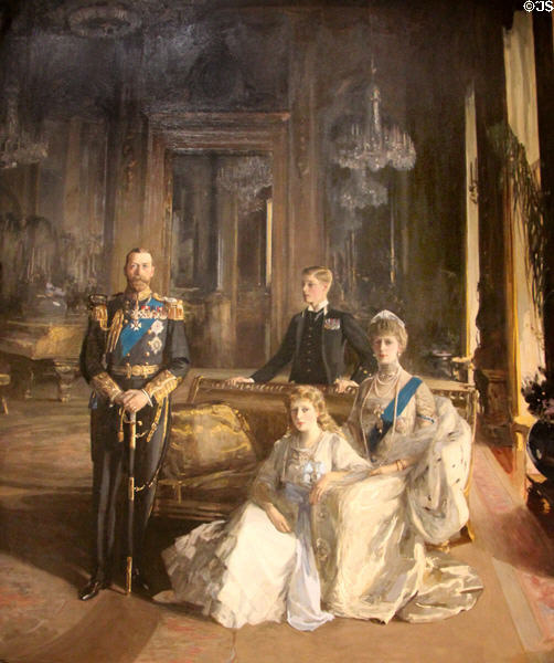 King George V, Queen Mary, Prince Edward & Princes Mary portrait (1913) by Sir John Lavery at National Portrait Gallery. London, United Kingdom.