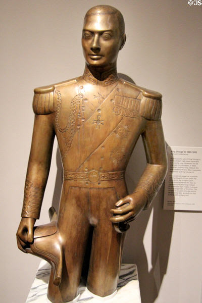 King George VI bronze sculpture (1937) by Leon Underwood at National Portrait Gallery. London, United Kingdom.