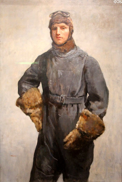 Sir John Alcock (first to pilot Atlantic non-stop) portrait (1919) by Ambrose McEvoy at National Portrait Gallery. London, United Kingdom.