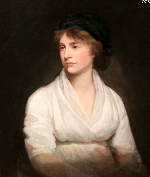 Mary Wollstonecraft (writer on feminist rights) portrait (1797) by John Opie at National Portrait Gallery. London, United Kingdom.