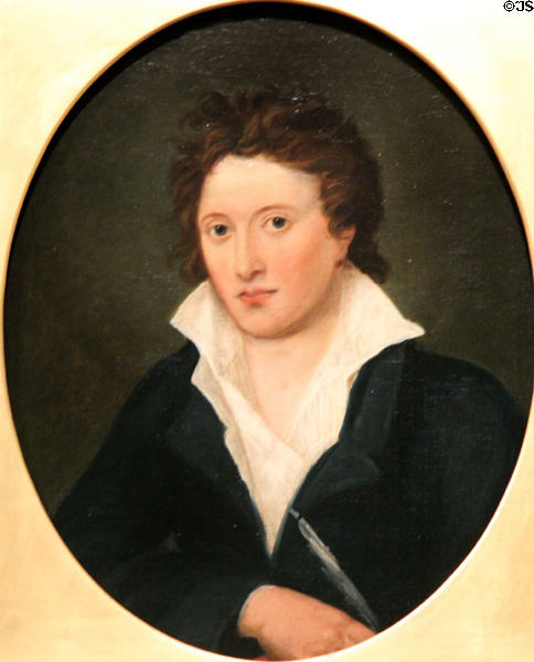 Poet Percy Bysshe Shelley portrait (1819) by Amelia Curran at National Portrait Gallery. London, United Kingdom.