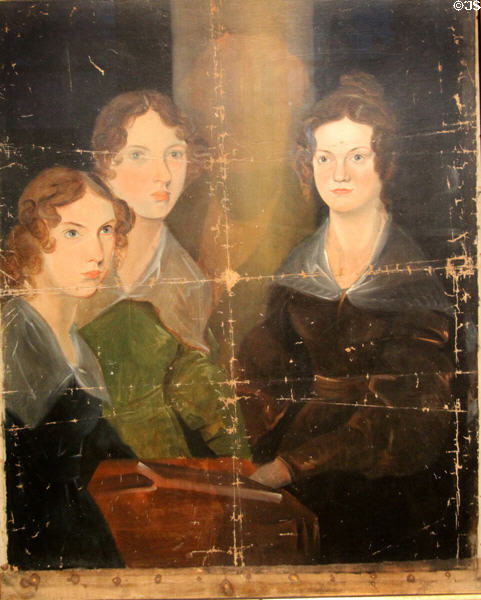 Brontë sisters (Anne, Emily & Charlotte) portrait (c1834) by Patrick Branwell Brontë at National Portrait Gallery. London, United Kingdom.