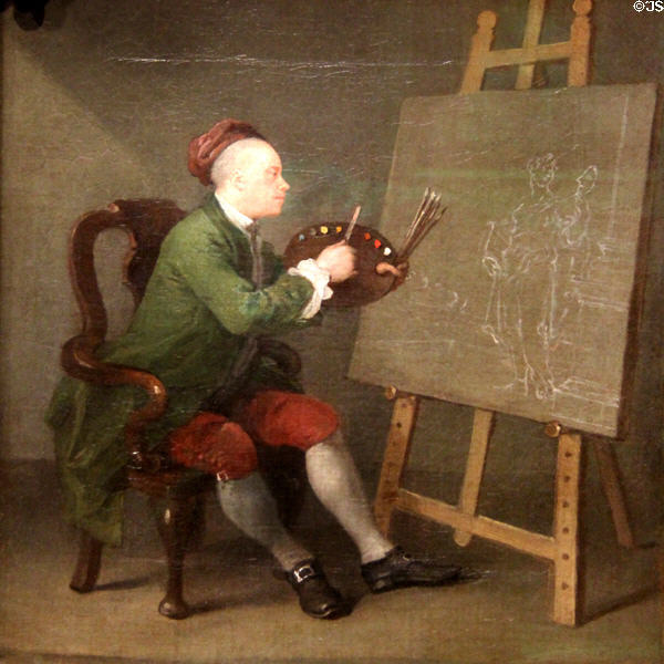 William Hogarth self portrait (c1757-8) at National Portrait Gallery. London, United Kingdom.