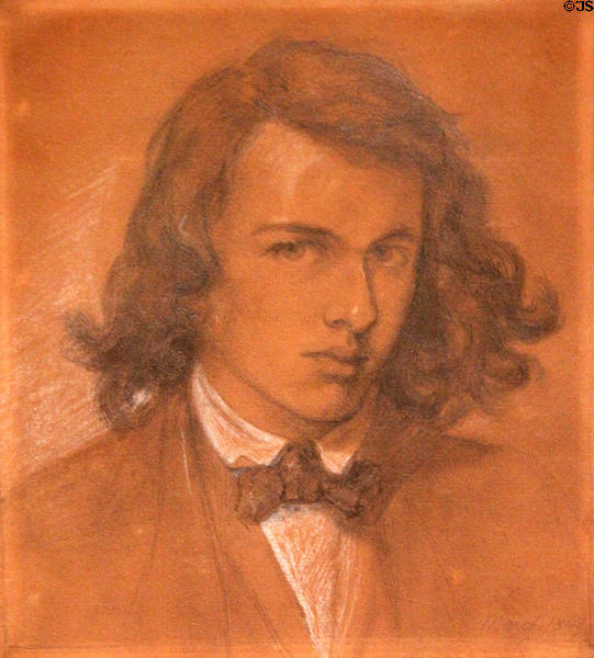 Dante Gabriel Rossetti self portrait (1847) Pre-Raphaelite painter at National Portrait Gallery. London, United Kingdom.