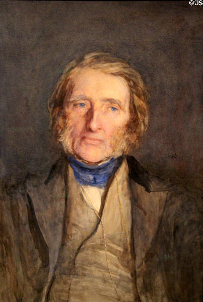 John Ruskin, writer & critic associated with Pre-Raphaelites portrait (1879) by Sir Hubert von Herkomer at National Portrait Gallery. London, United Kingdom.