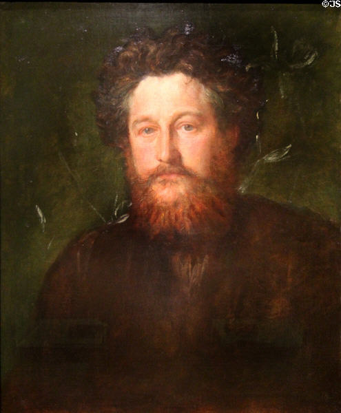 William Morris of Arts & Crafts movement portrait (1870) by George Frederic Watts at National Portrait Gallery. London, United Kingdom.