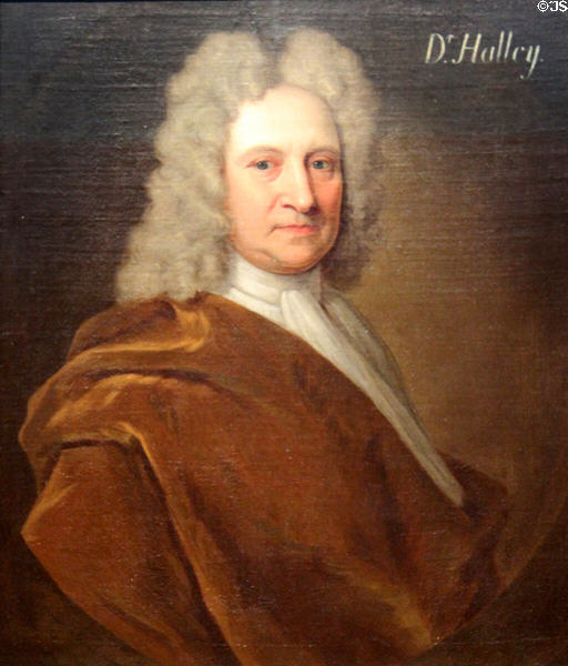 Astronomer Edmond Halley portrait (c1722) by Richard Phillips at National Portrait Gallery. London, United Kingdom.