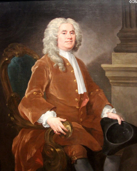Mathematician William Jones (introduced ?) portrait (1740) by William Hogarth at National Portrait Gallery. London, United Kingdom.