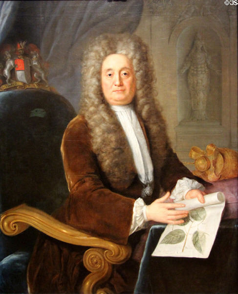 Botanist Sir Hans Sloane portrait (1736) by Stephen Slaughter at National Portrait Gallery. London, United Kingdom.