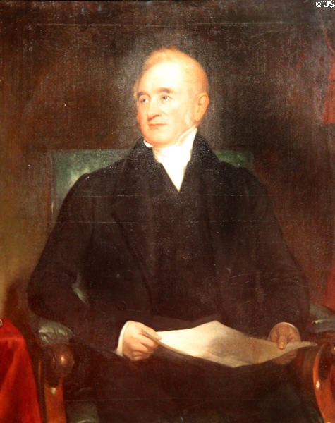 George Stephenson (built first public railway) portrait (c1845) by Henry William Pickersgill at National Portrait Gallery. London, United Kingdom.