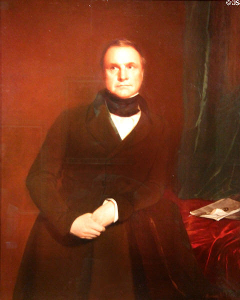 Charles Babbage (noted for design of first computer) portrait (1845) by Samuel Laurence at National Portrait Gallery. London, United Kingdom.