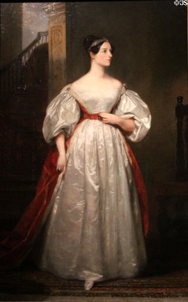 Ada Lovelace (considered first computer programmer) portrait (1836) by Margaret Sarah Carpenter at National Portrait Gallery. London, United Kingdom.