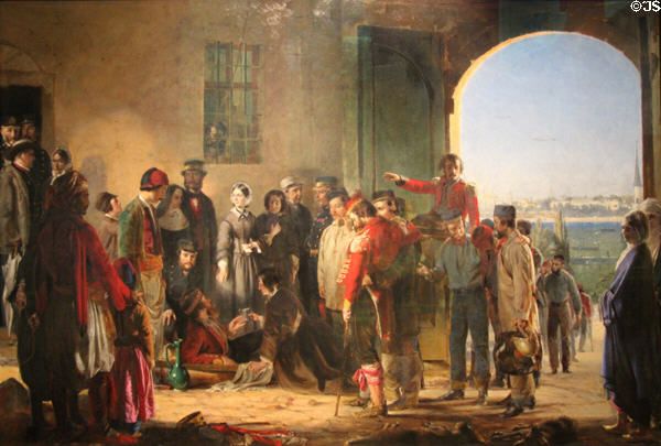 Mission of Mercy: Florence Nightingale receiving Wounded at Scutari painting (1857) by Jerry Barrett at National Portrait Gallery. London, United Kingdom.