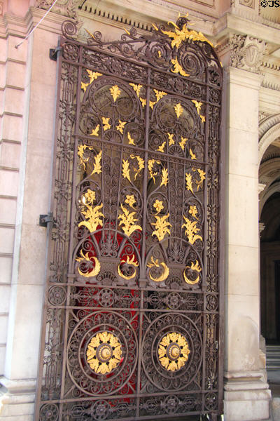 Gates on Burlington House site of Royal Academy of Arts. London, United Kingdom.