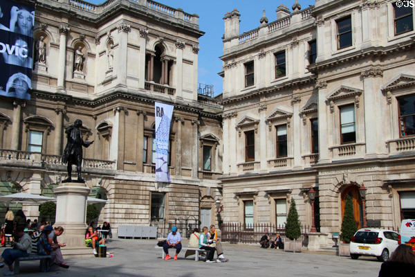 Courtyard of Burlington House site of Royal Academy of Arts. London, United Kingdom.