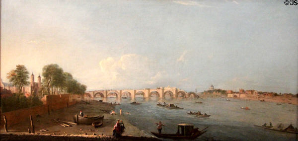 Westminster Bridge under Construction (built 1738-50) painting (1744) by Richard Wilson of Wales at Tate Britain. London, United Kingdom.