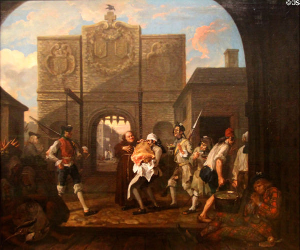 Gate of Calais painting (c1748) by William Hogarth at Tate Britain. London, United Kingdom.