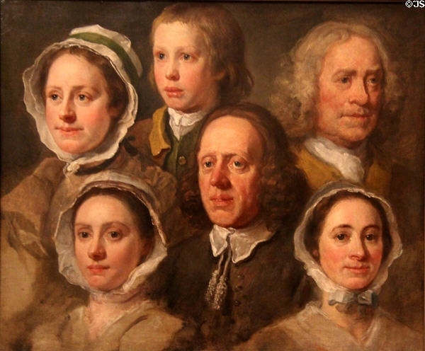 Heads of Six Hogarth Servants painting (c1750-5) by William Hogarth at Tate Britain. London, United Kingdom.
