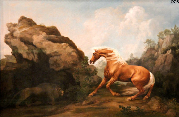 Horse Frightened by Lion painting (c1763) by George Stubbs at Tate Britain. London, United Kingdom.