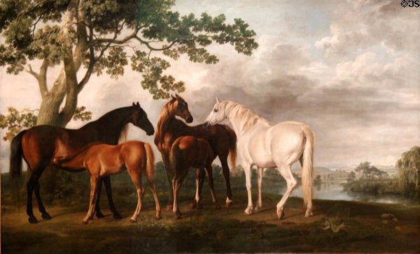 Mares & Foals in River Landscape painting (c1763-8) by George Stubbs at Tate Britain. London, United Kingdom.