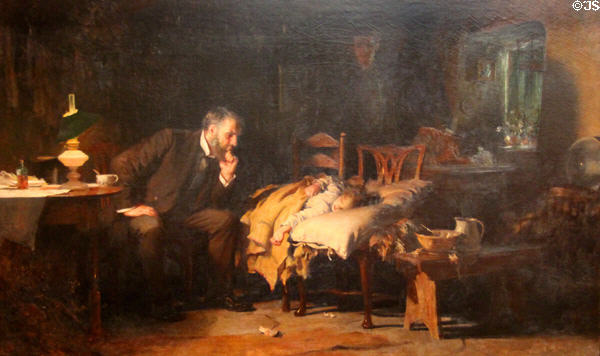 The Doctor painting (1891) by Luke Fildes at Tate Britain. London, United Kingdom.