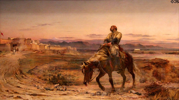 Remnants of an Army (depicting sole British survivor of First Afghan War 1839-47) painting (1879) by Elizabeth Butler at Tate Britain. London, United Kingdom.