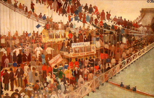 Overcrowded Hammersmith Bridge on Boat-race Day painting (c1862) by Walter Greaves at Tate Britain. London, United Kingdom.