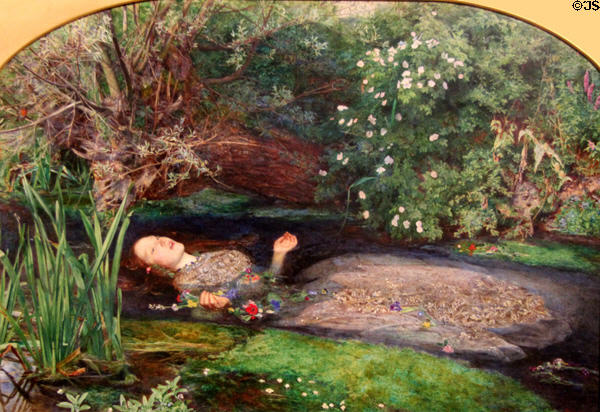 Ophelia painting (1851-2) by John Everett Millais at Tate Britain. London, United Kingdom.