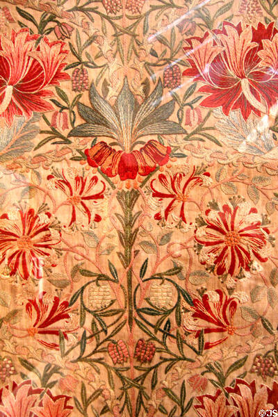 Honeysuckle embroidery detail (1880) by William Morris, Jane Morris (wife) & Jenny Morris (daughter) at Tate Britain. London, United Kingdom.