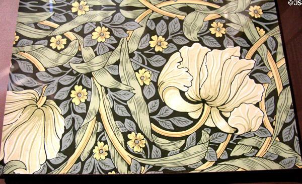 Pimpernel wallpaper sample (1917-39) by Morris & Co. at Tate Britain. London, United Kingdom.