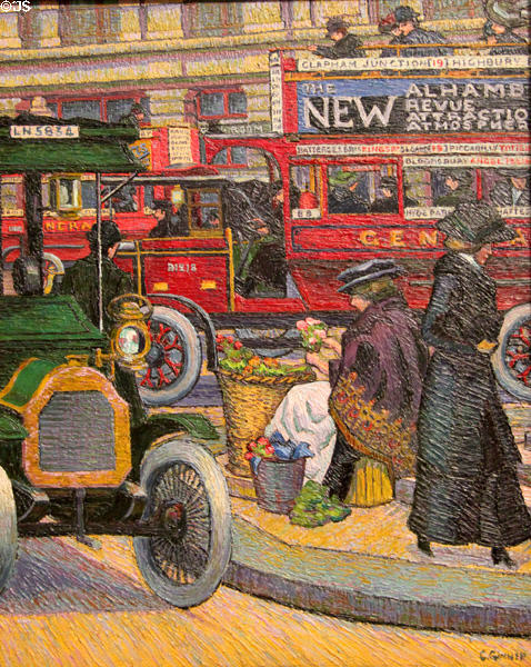 Piccadilly Circus painting (1912) by Charles Ginner at Tate Britain. London, United Kingdom.