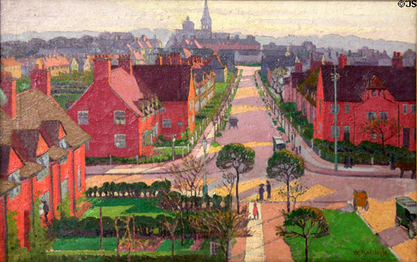 Hampstead Garden Suburb from Willifield Way painting (c1914) by William Ratcliffe at Tate Britain. London, United Kingdom.