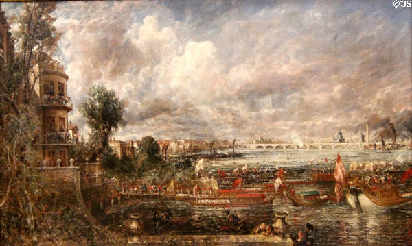 Opening of Waterloo Bridge, London on June 18, 1817 painting (1832) by John Constable at Tate Britain. London, United Kingdom.