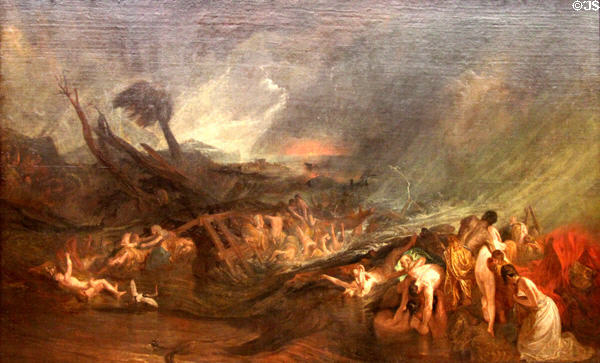 The Deluge painting (1805) by Joseph Mallord William Turner at Tate Britain. London, United Kingdom.