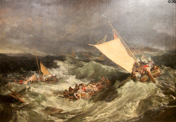 Shipwreck painting (1805) by Joseph Mallord William Turner at Tate Britain. London, United Kingdom.