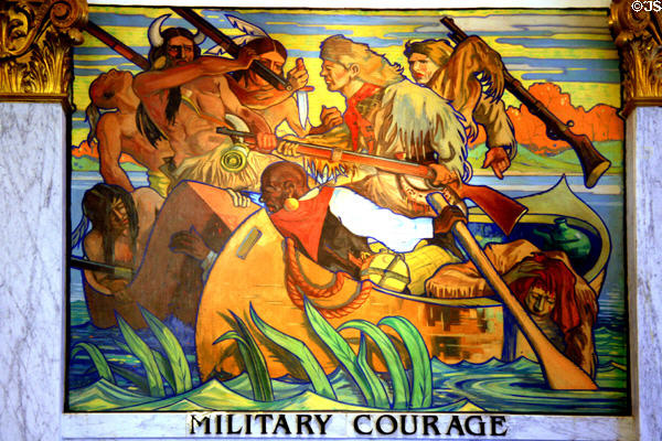 Art Deco mural of Military Courage (1930s) by John Augustus Walker at Mobile Museum. Mobile, AL.