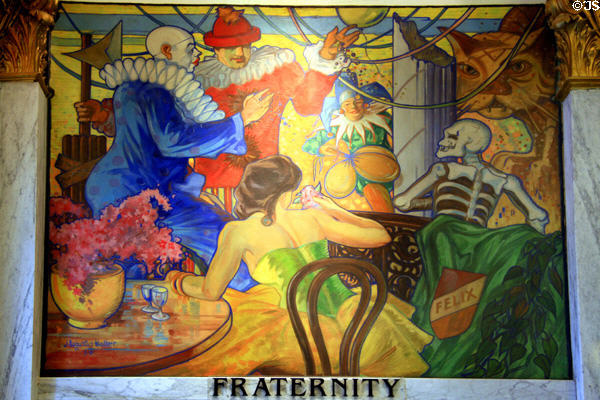 Art Deco mural of Fraternity (1930s) by John Augustus Walker at Mobile Museum. Mobile, AL.