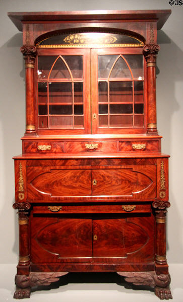 Empire secretary-bookcase (c1830s) attrib. Joseph Meeks & Sons of New York at Mobile Museum of Art. Mobile, AL.